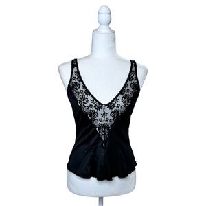 Vintage JCPenney Fantasia Sheer Lace Cami Size 32/Small Black Coquette Festival